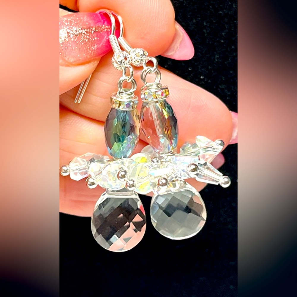 Elegant ICED WHITE Crystal Beaded Earrings